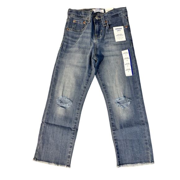 NWT Girls Levi’s High Rise Ankle straight Distressed adjustable waist, sz 7 reg - Picture 1 of 5